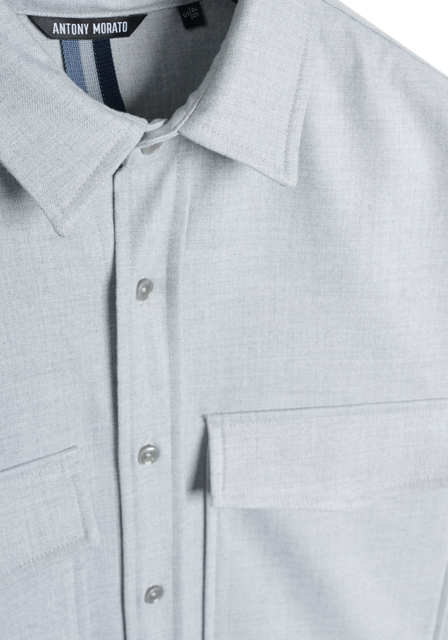 Antony Morato SHIRT RELAXED FIT WARM HANDFEEL WITH LOGOED BADGE Grijs