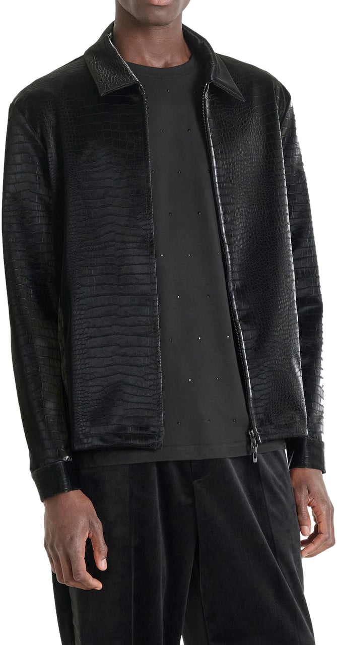 Antony Morato SHIRT SLIM FIT IN CROCODILE FAUX LEATHER Zwart