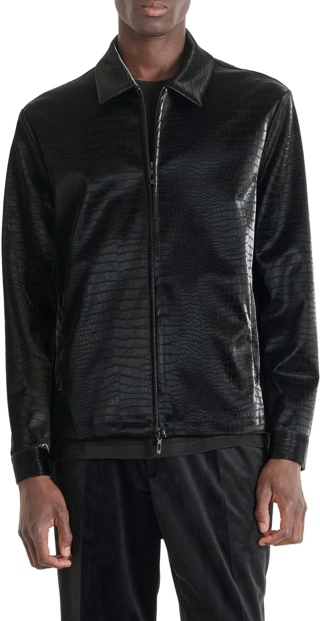 Antony Morato SHIRT SLIM FIT IN CROCODILE FAUX LEATHER Zwart