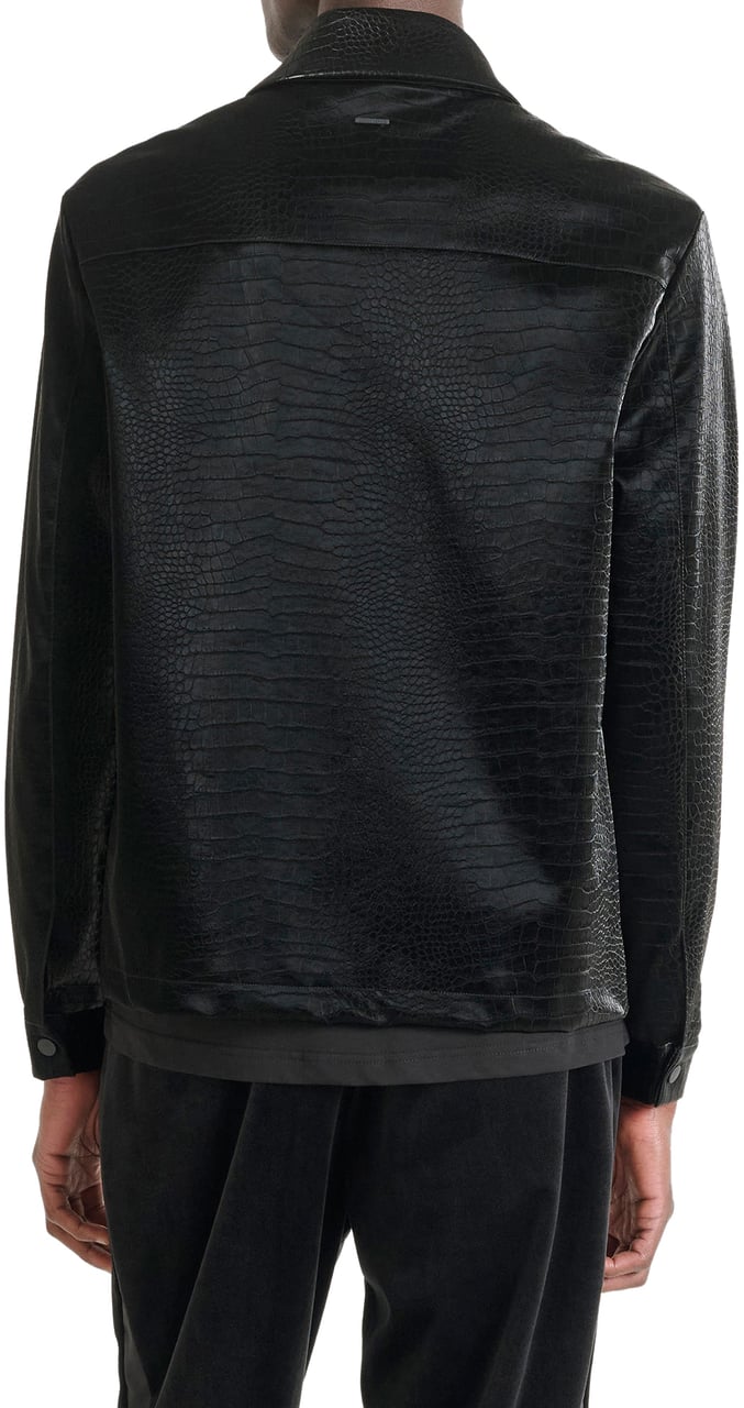 Antony Morato SHIRT SLIM FIT IN CROCODILE FAUX LEATHER Zwart