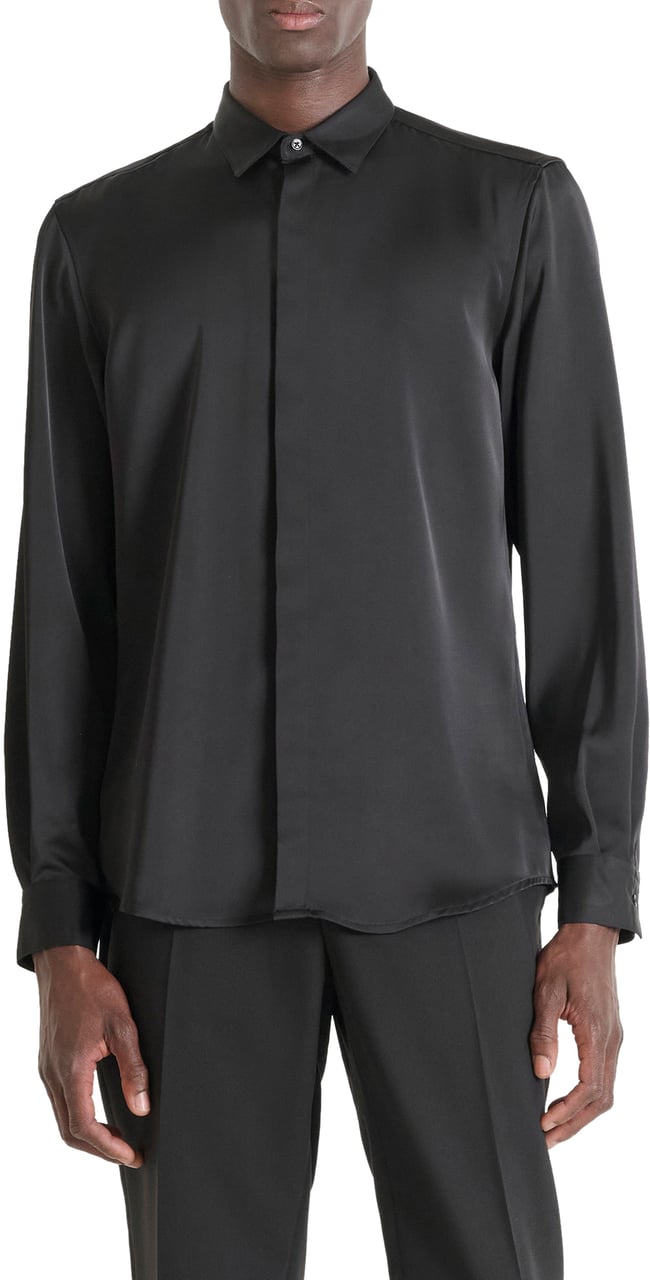 Antony Morato SHIRT LONDON REGULAR FIT IN SOFT TOUCH SATEEN FABRIC Zwart