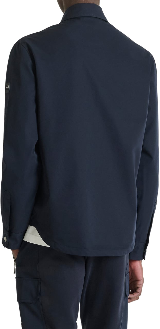 Antony Morato SHIRT REGULAR DOBBY FABRIC WITH LONG SLEEVES WITH PATCH ON SLEEVE Blauw