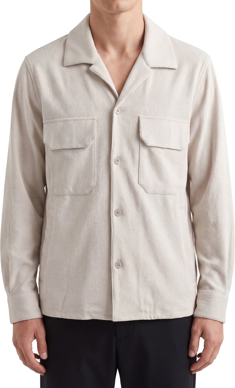 Antony Morato SHIRT REGULAR STRAIGHT FIT IN DOBBY WITH LOGOED BADGE ON BACK SHOULDERS Beige