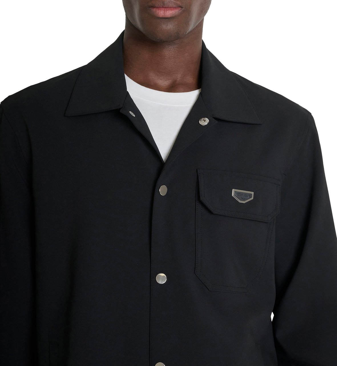 Antony Morato SHIRT LONG SLEEVES TIRANA REGULAR FIT IN COMPOUNDE STRETCH  WITH PLAQUETTE Zwart