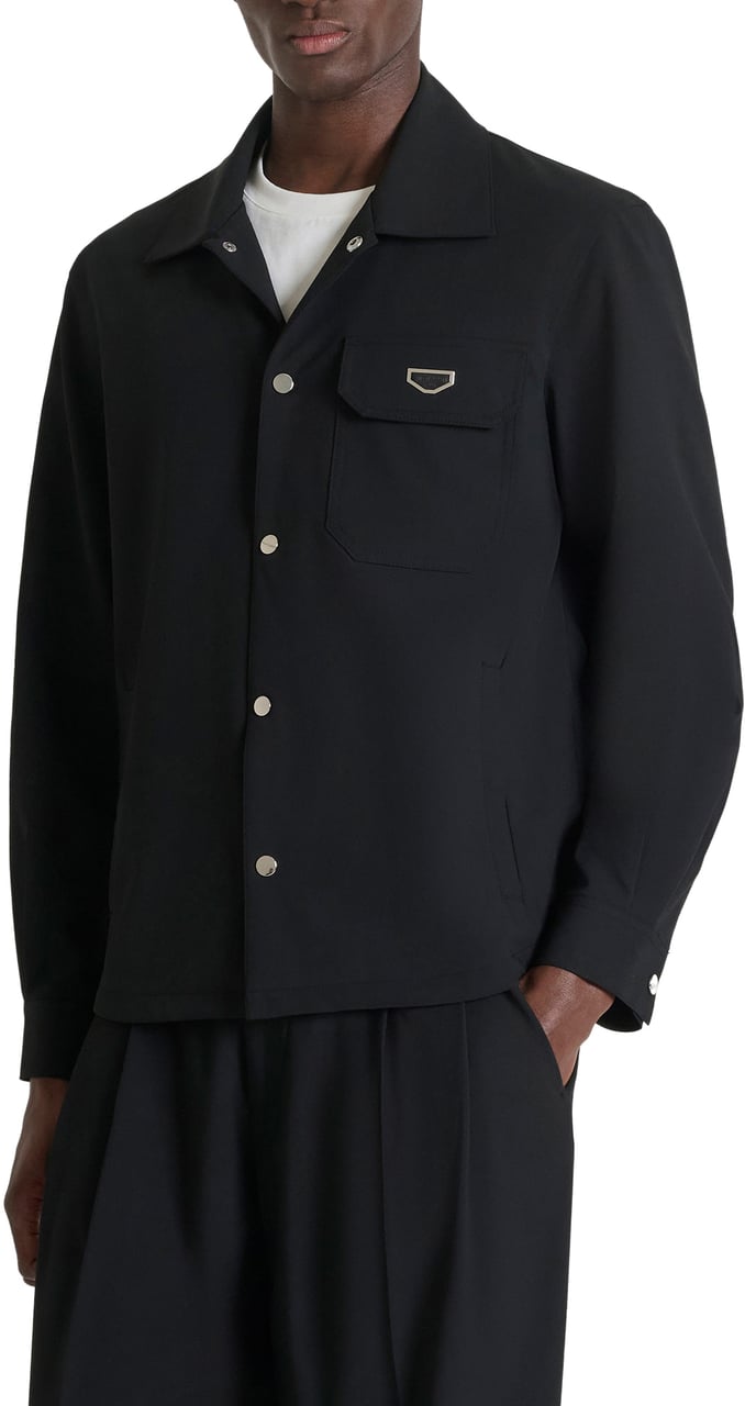 Antony Morato SHIRT LONG SLEEVES TIRANA REGULAR FIT IN COMPOUNDE STRETCH  WITH PLAQUETTE Zwart