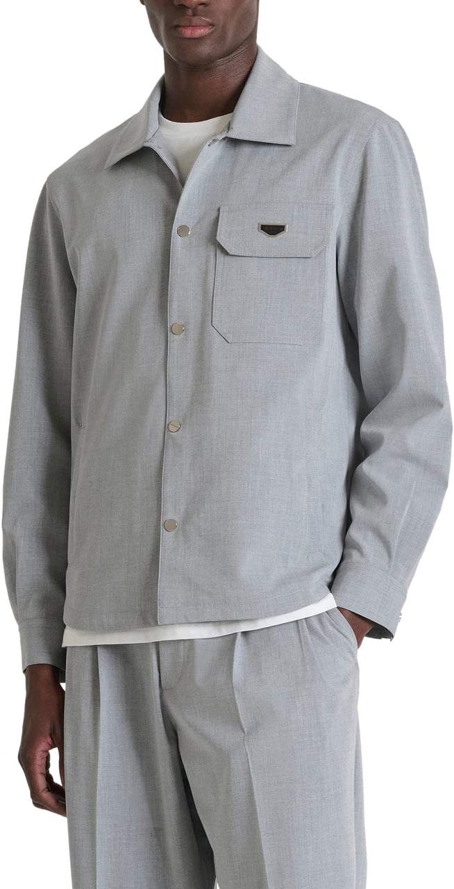 Antony Morato SHIRT LONG SLEEVES TIRANA REGULAR FIT IN COMPOUNDE STRETCH  WITH PLAQUETTE Grijs