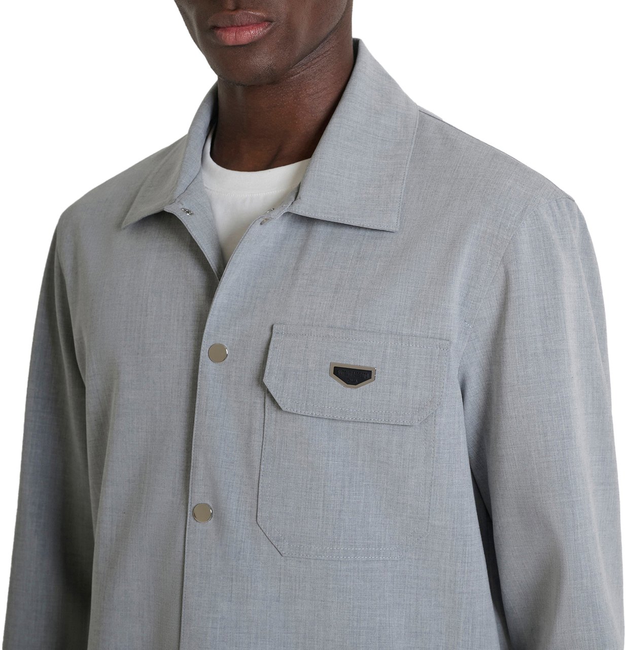 Antony Morato SHIRT LONG SLEEVES TIRANA REGULAR FIT IN COMPOUNDE STRETCH  WITH PLAQUETTE Grijs