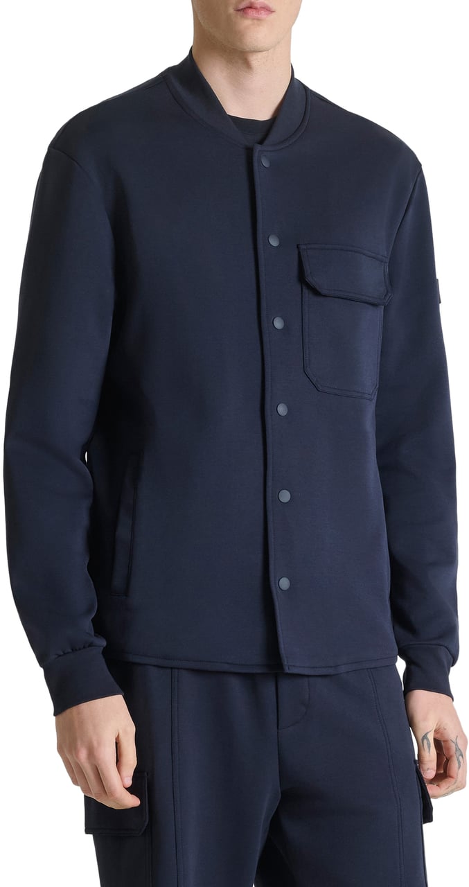 Antony Morato OVERSHIRT REGULAR FIT IN INTERLOCK WITH PATCH ON SLEEVE Blauw