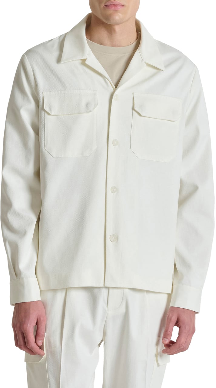 Antony Morato SHIRT SUEZ REGULAR FIT LONG SLEEVES  IN CAVALRY TWILL FABRIC WITH LOGO  PLAQUETTE ON BACK Wit