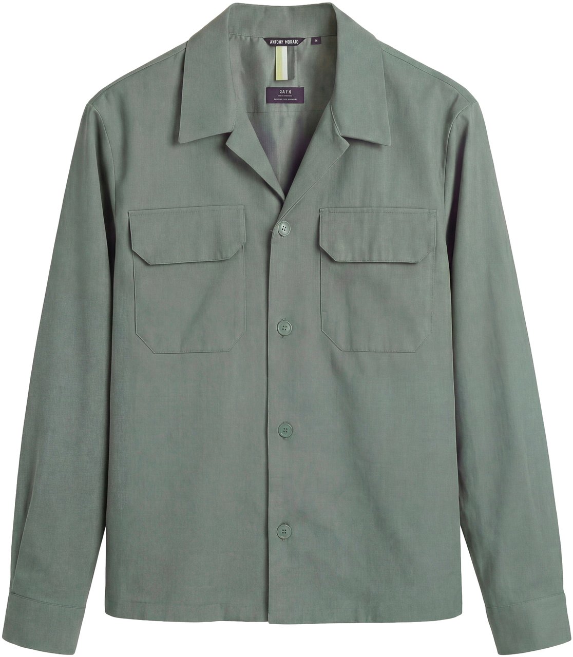 Antony Morato SHIRT SUEZ REGULAR FIT LONG SLEEVES  IN CAVALRY TWILL FABRIC WITH LOGO  PLAQUETTE ON BACK Groen