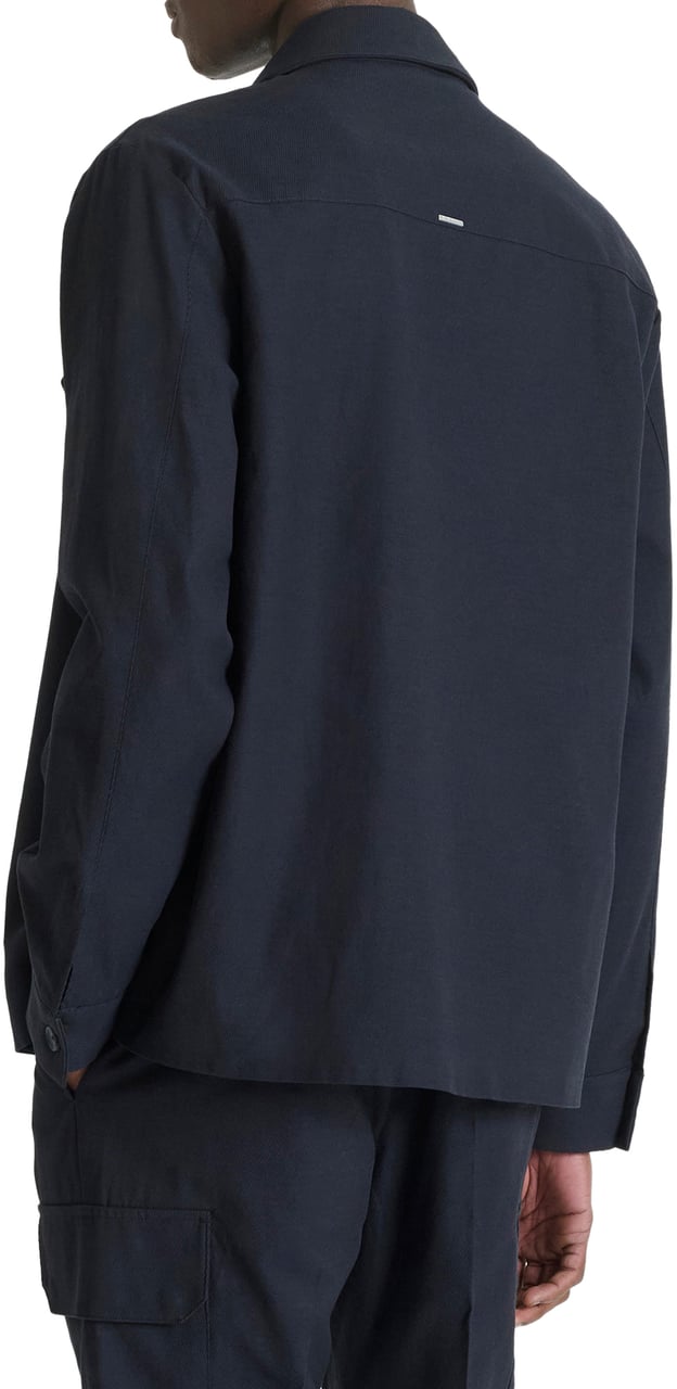 Antony Morato SHIRT SUEZ REGULAR FIT LONG SLEEVES  IN CAVALRY TWILL FABRIC WITH LOGO  PLAQUETTE ON BACK Blauw