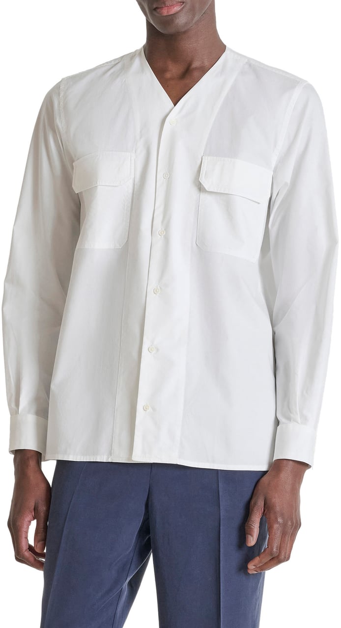 Antony Morato SHIRT OTTAWA REGULAR FIT IN POPELINE LYOCELL WITH LOGOED BADGE Beige