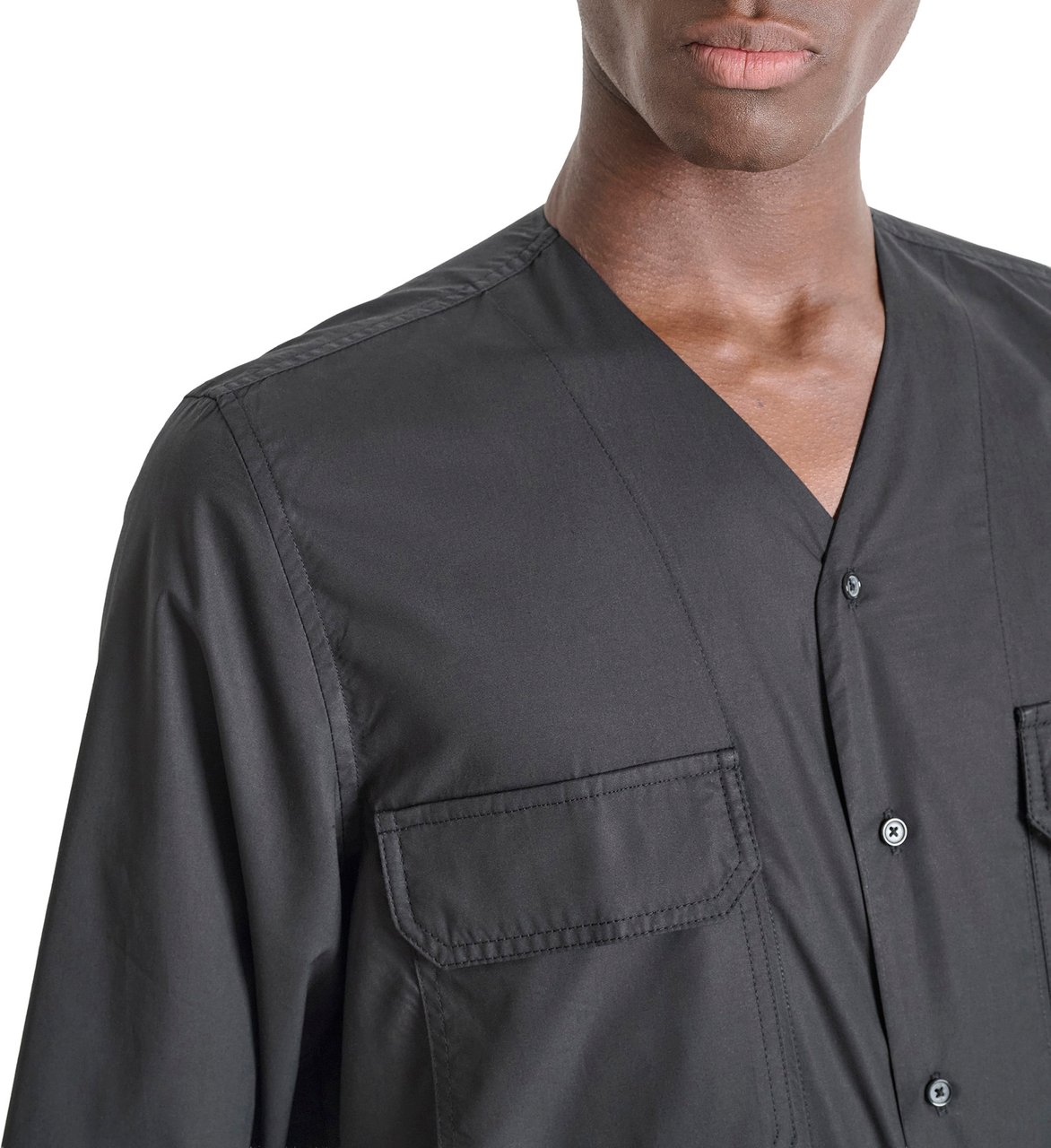 Antony Morato SHIRT OTTAWA REGULAR FIT IN POPELINE LYOCELL WITH LOGOED BADGE Zwart