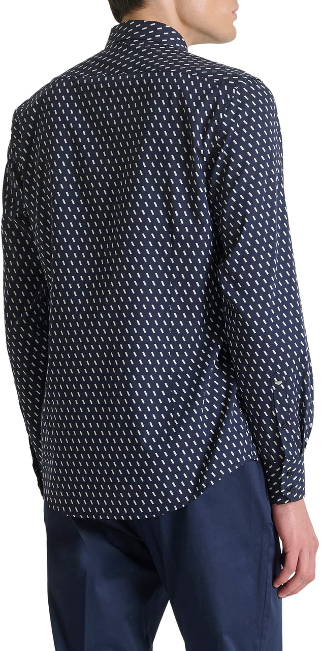 Antony Morato SHIRT NAPOLI REGULAR FITIN WITH LOGOED BADGE Blauw