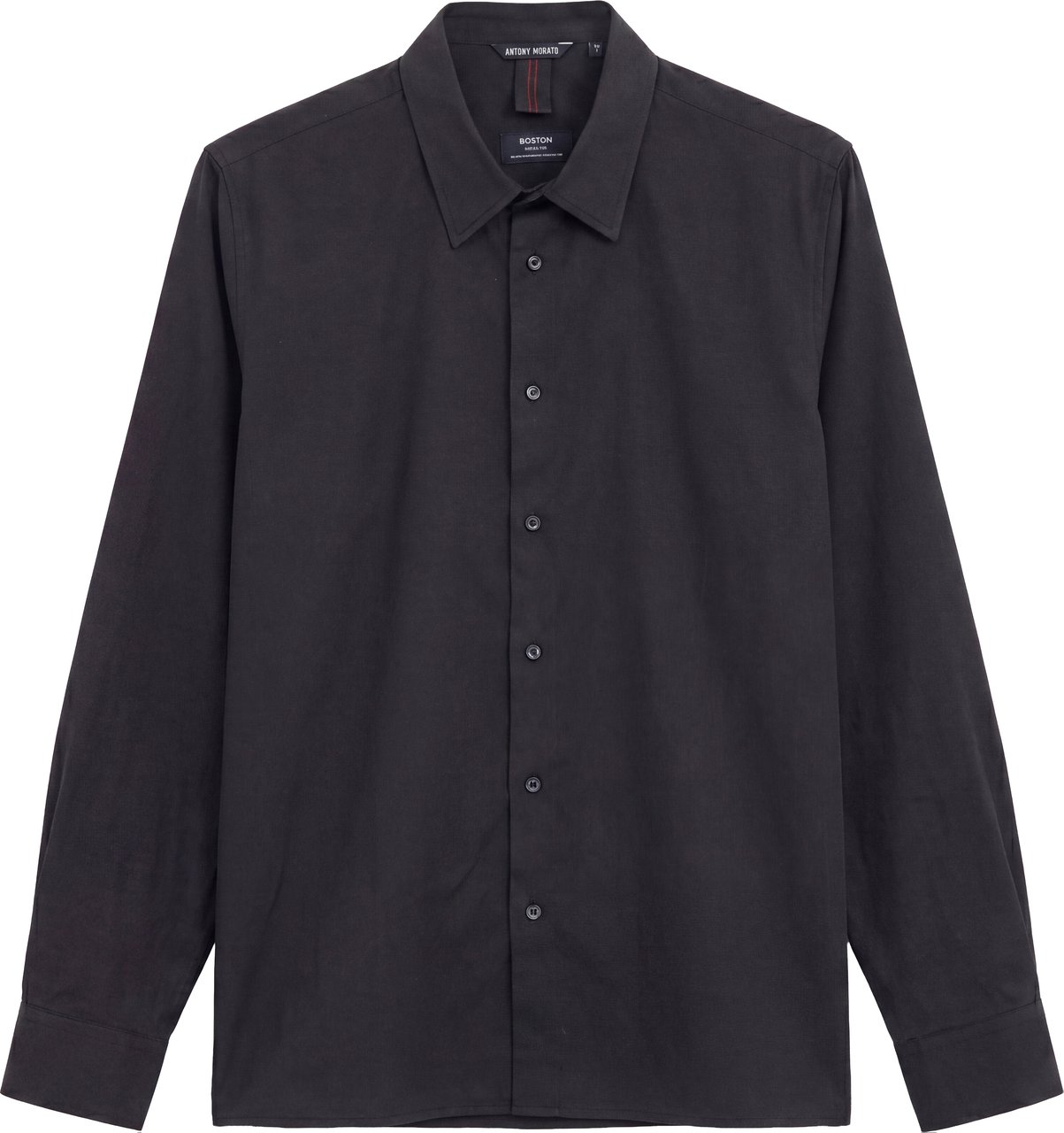 Antony Morato SHIRT LONG SLEEVES BOSTON REGULAR FIT IN TWILL LYOCELL COTTON BLEND FABRIC WITH LOGOED METAL BADGE Zwart