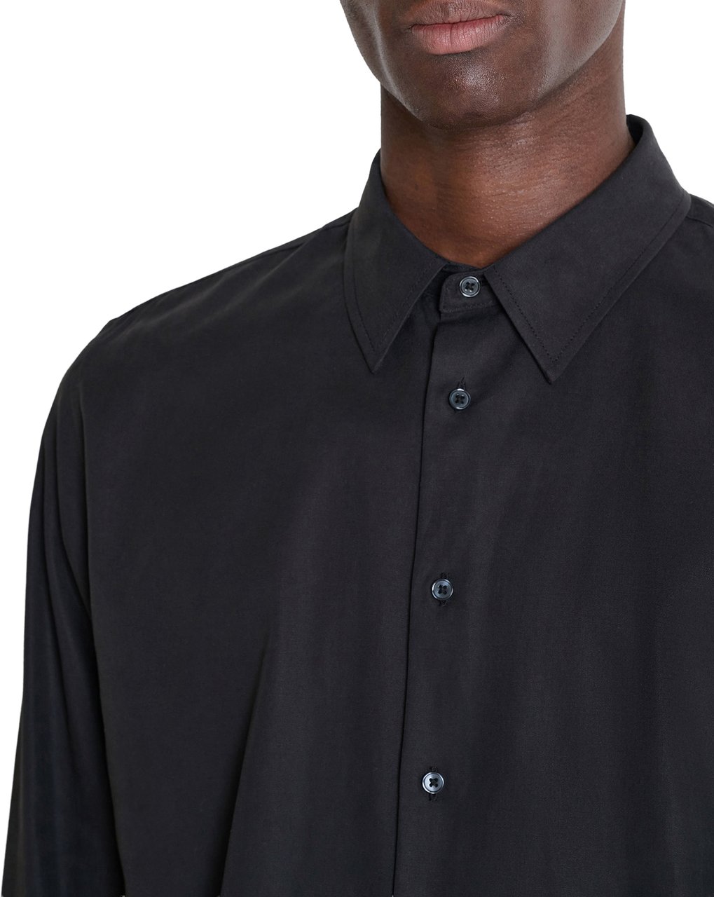 Antony Morato SHIRT LONG SLEEVES BOSTON REGULAR FIT IN TWILL LYOCELL COTTON BLEND FABRIC WITH LOGOED METAL BADGE Zwart