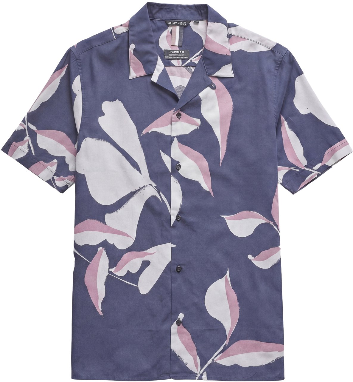 Antony Morato SHIRT HONOLULU REGULAR STRAIGHT FIT IN  WITH LOGOED  BADGE Blauw