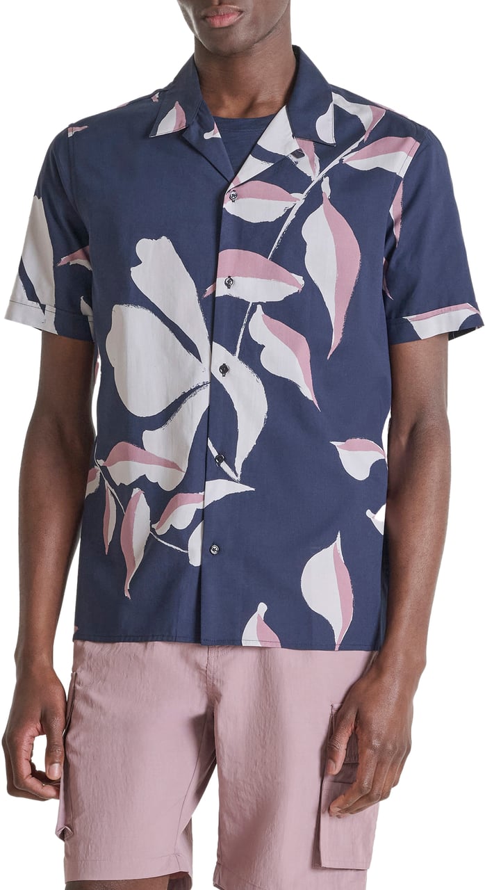 Antony Morato SHIRT HONOLULU REGULAR STRAIGHT FIT IN  WITH LOGOED  BADGE Blauw