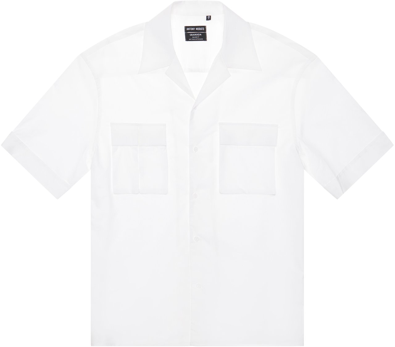 Antony Morato SHIRT GRANADA RELAXED FIT IN POPELINE LYOCELL COTTON BLEND FABRIC WITH LOGOED METAL BADGE Wit