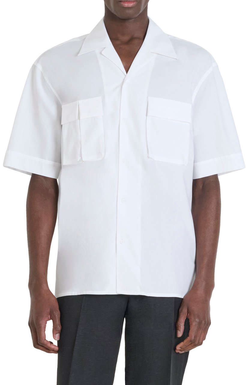 Antony Morato SHIRT GRANADA RELAXED FIT IN POPELINE LYOCELL COTTON BLEND FABRIC WITH LOGOED METAL BADGE Wit