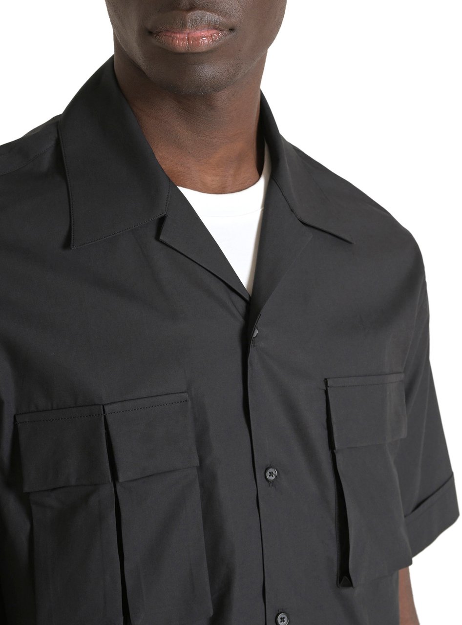 Antony Morato SHIRT GRANADA RELAXED FIT IN POPELINE LYOCELL COTTON BLEND FABRIC WITH LOGOED METAL BADGE Zwart