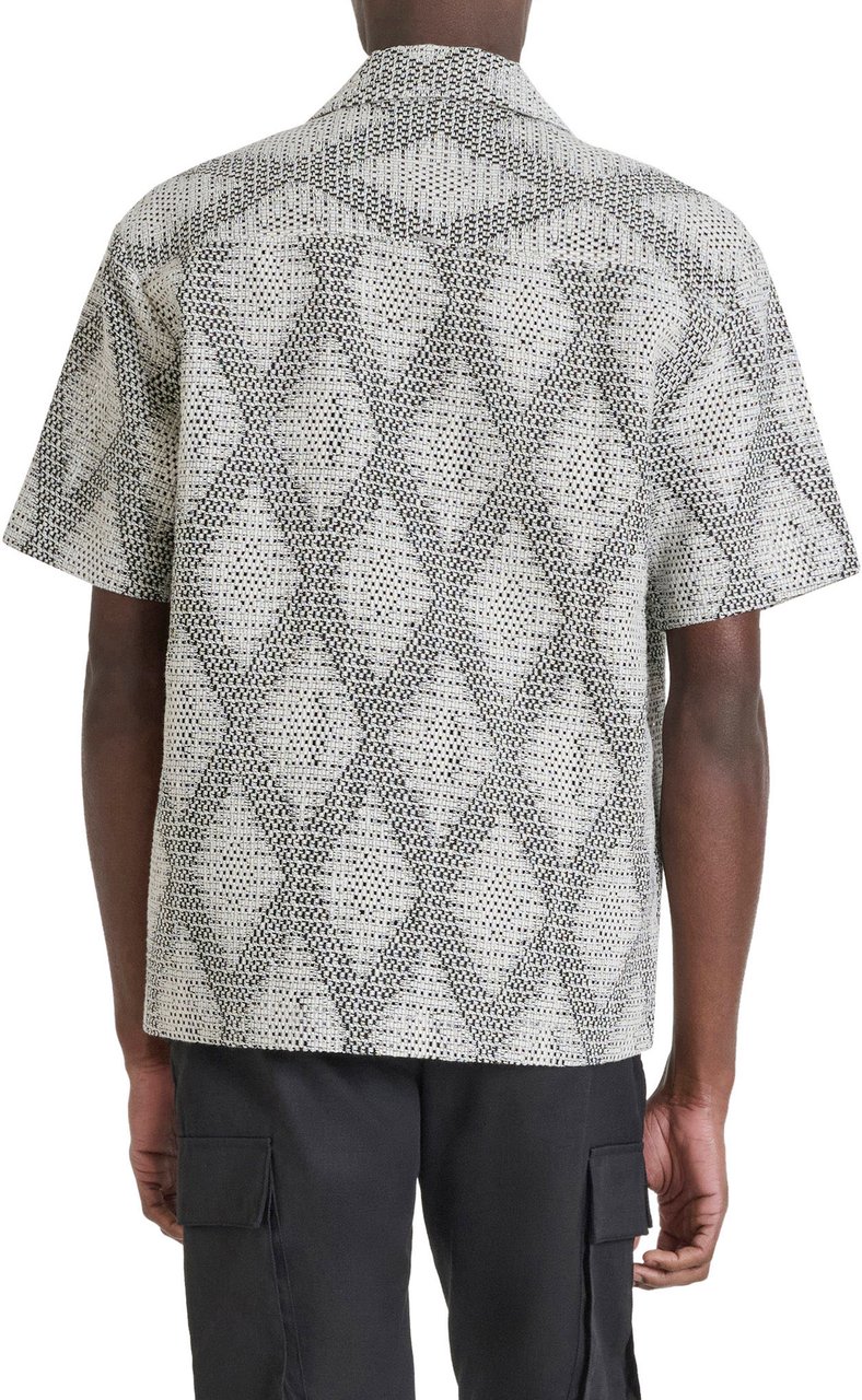 Antony Morato SHIRT RELAXED FIT IN JACQUARD COTTON BLEND FABRIC WITH LOGOED METAL BADGE Zwart