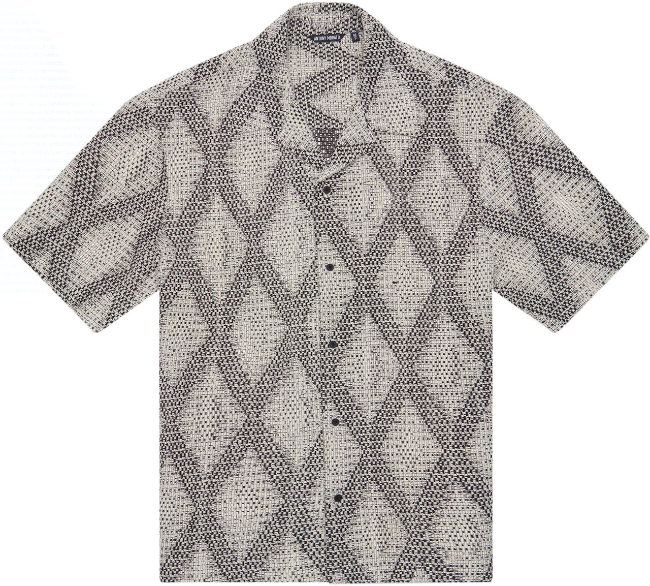 Antony Morato SHIRT RELAXED FIT IN JACQUARD COTTON BLEND FABRIC WITH LOGOED METAL BADGE Zwart