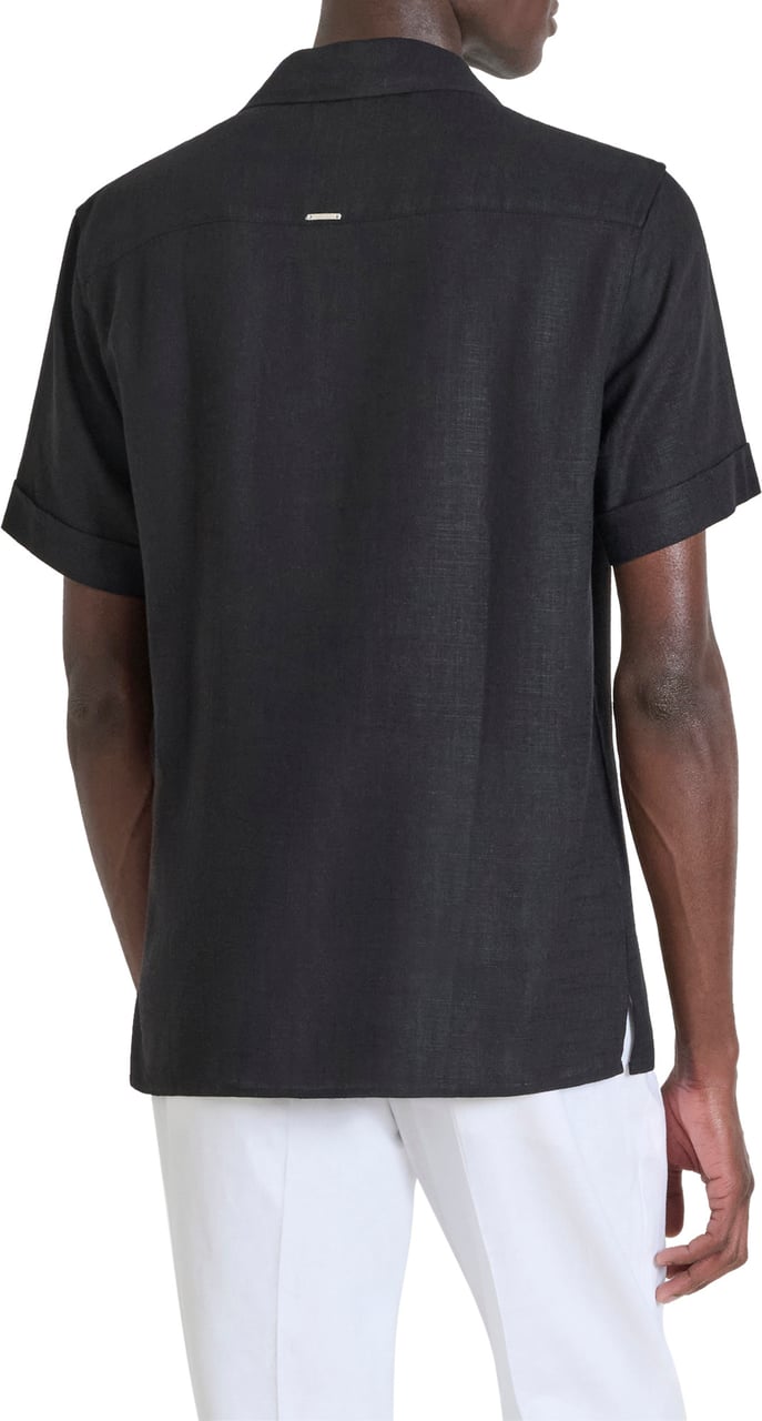 Antony Morato SHIRT HONOLULU REGULAR STRAIGHT FIT IN SOFT TOUCH VISCOSE LINEN BLEND FABRIC Zwart