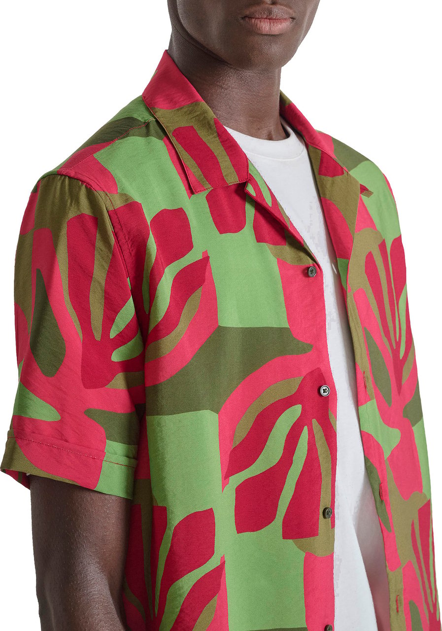 Antony Morato SHIRT HONOLULU RELAXED STRAIGHT FIT IN WRINKLED PRINTED WITH LOGOED BADGE Divers