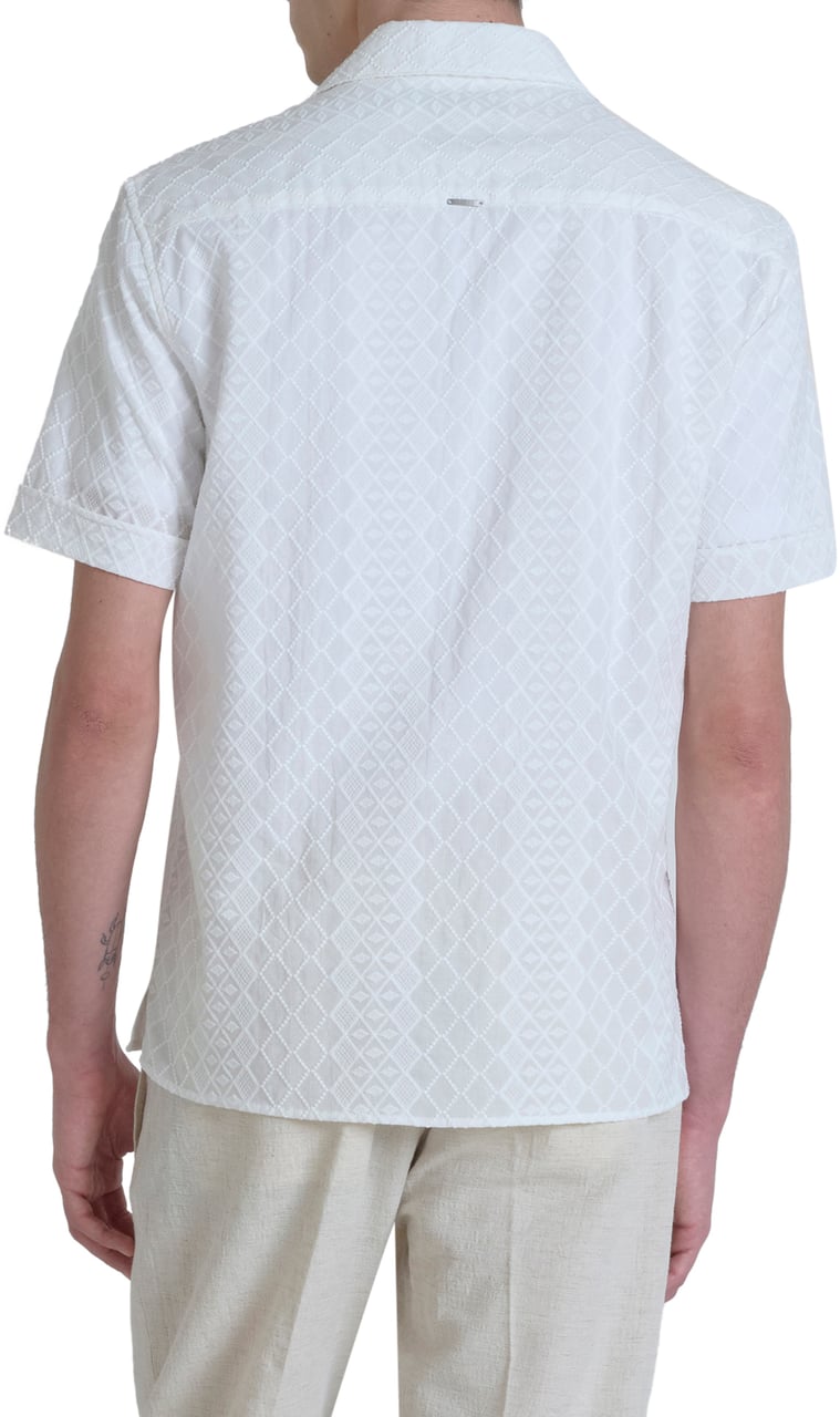 Antony Morato SHIRT HONOLULU RELAXED STRAIGHT FIT IN EMBROIDERED POPELINE COTTON WITH LOGOED METAL BADGE Beige
