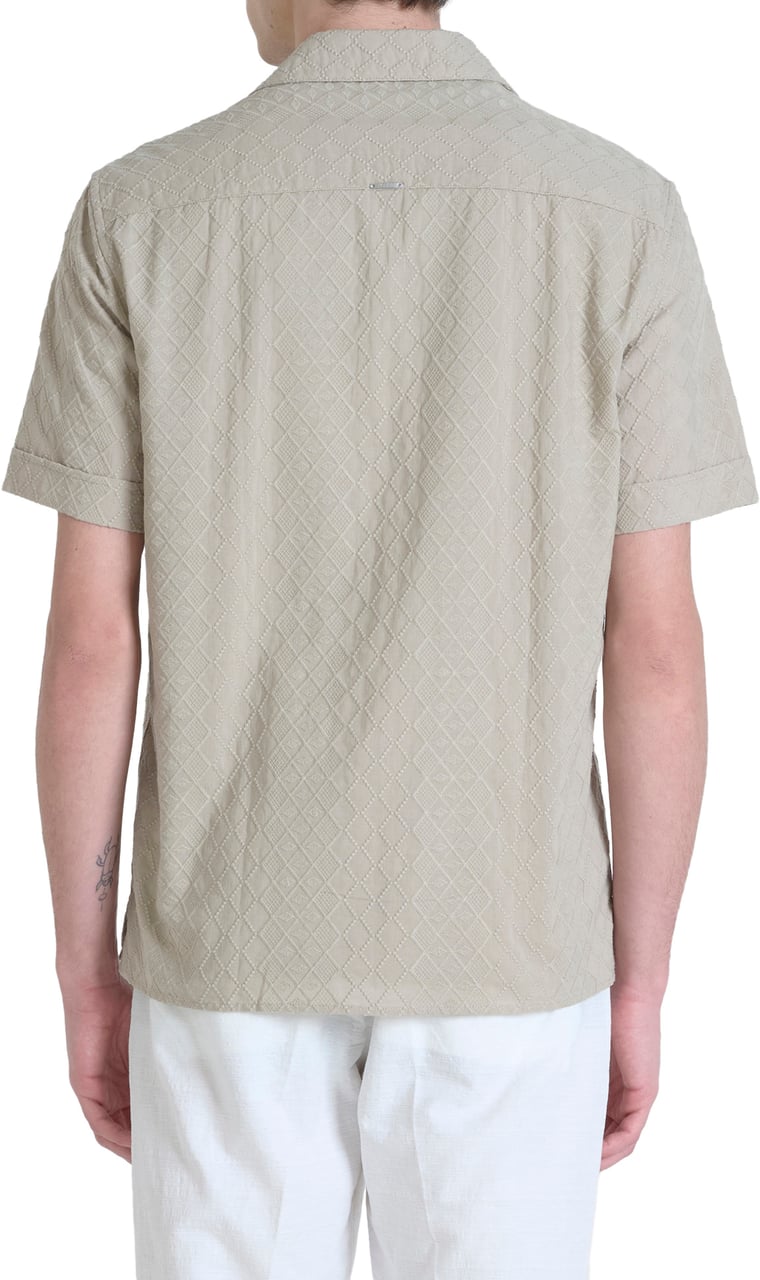 Antony Morato SHIRT HONOLULU REGULAR STRAIGHT FIT IN EMBROIDERED POPELINE COTTON WITH LOGOED METAL BADGE Beige