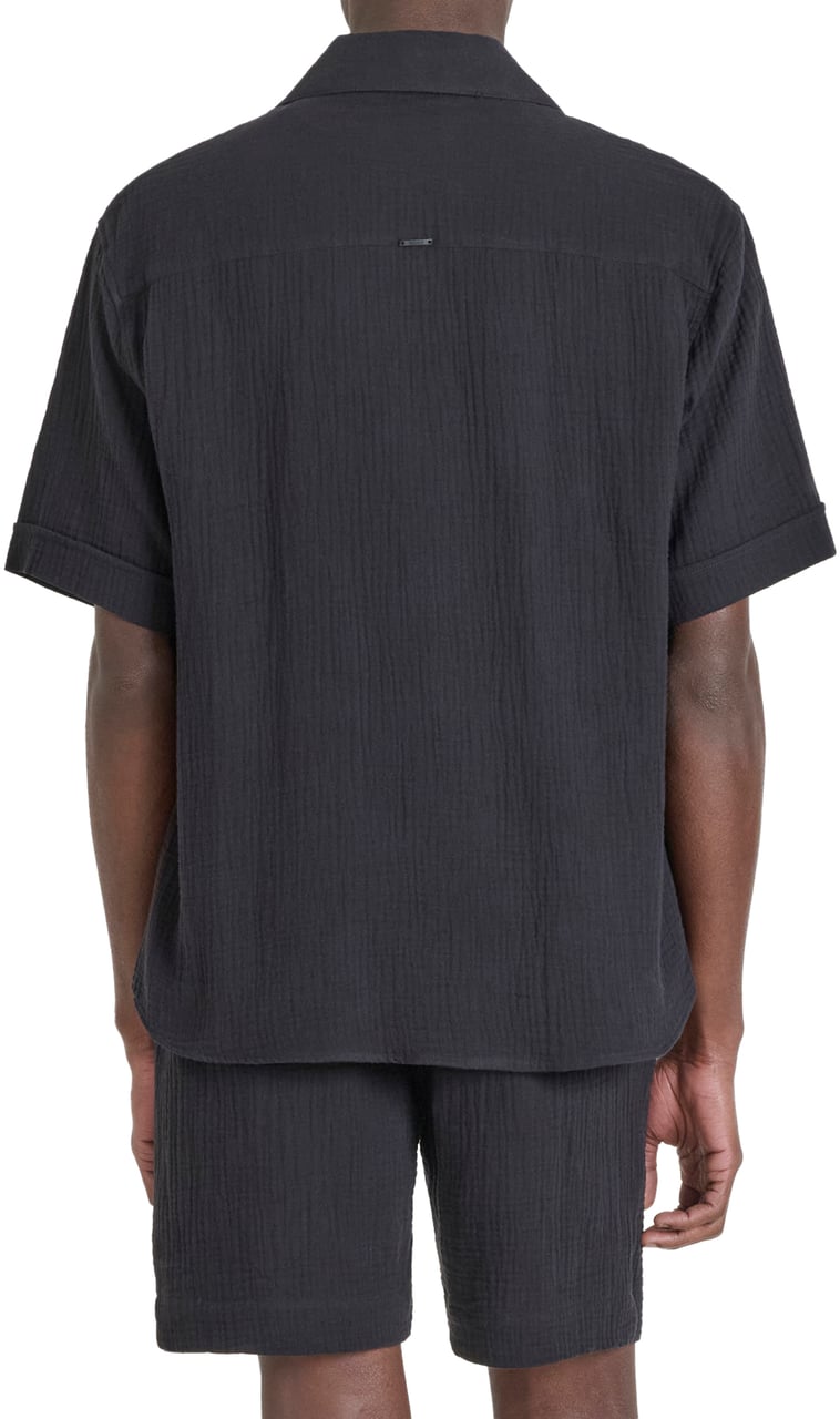 Antony Morato SHIRT NAIROBI RELAXED FIT IN SOFT TOUCH COTTON CRINCKLE FINISH WITH LOGOED METAL BADGE Zwart