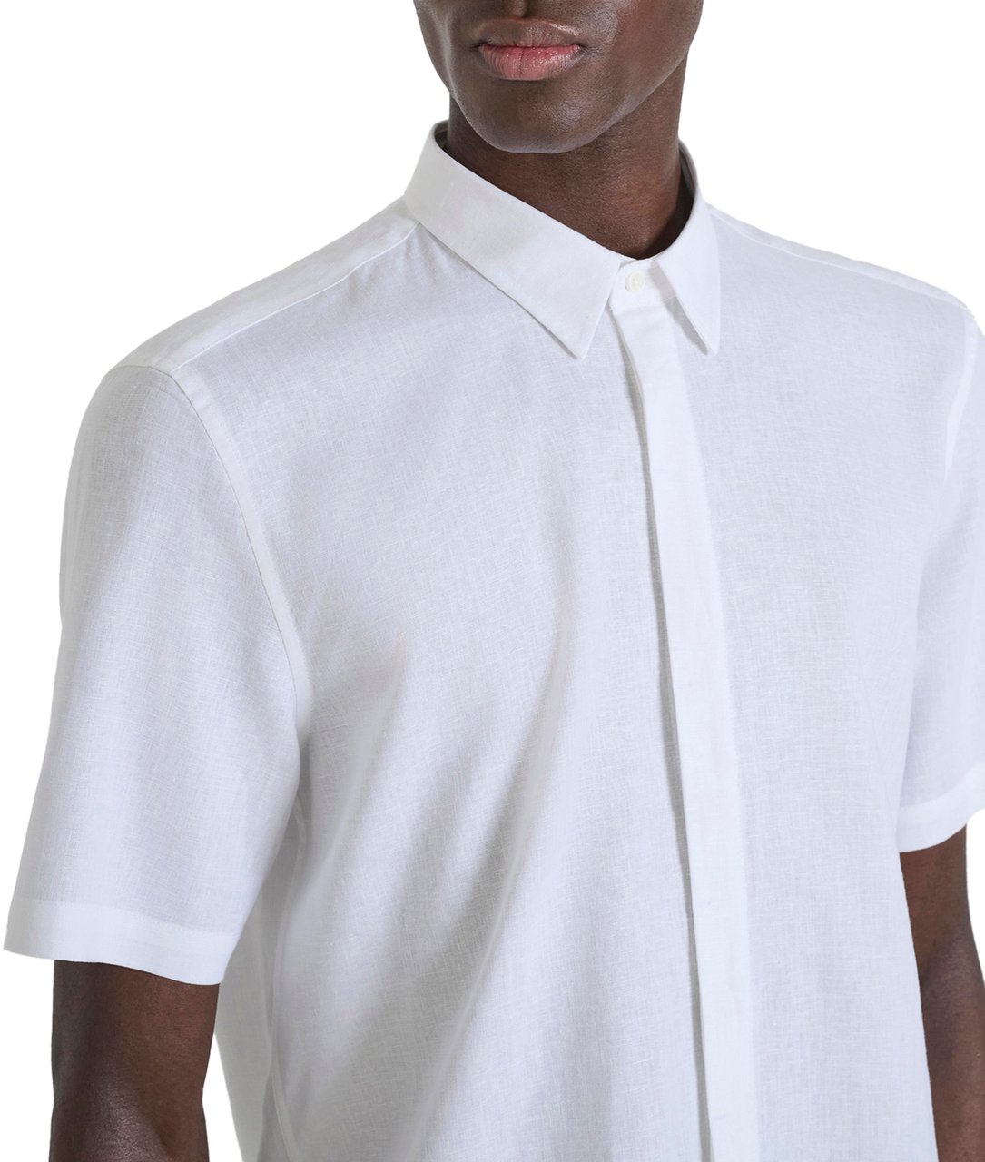 Antony Morato SHIRT ADALIA REGULAR FIT IN SOFT TOUCH LINEN VISCOSE BLEND FABRIC WITH LOGOED METAL BADGE Wit