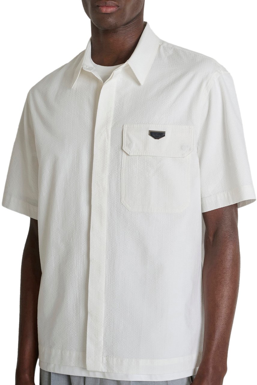 Antony Morato SHIRT RELAXED FIT IN SEERSUCKER FABRIC WITH METL PLATE ON POCKET Beige