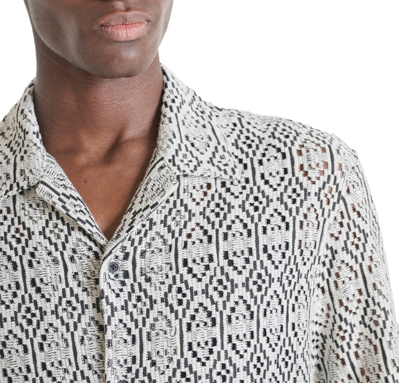 Antony Morato SHIRT RELAXED FIT IN JACQUARD WITH LOGOED  BADGE Beige