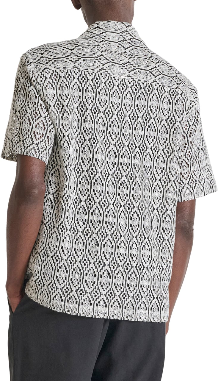 Antony Morato SHIRT RELAXED FIT IN JACQUARD WITH LOGOED  BADGE Beige