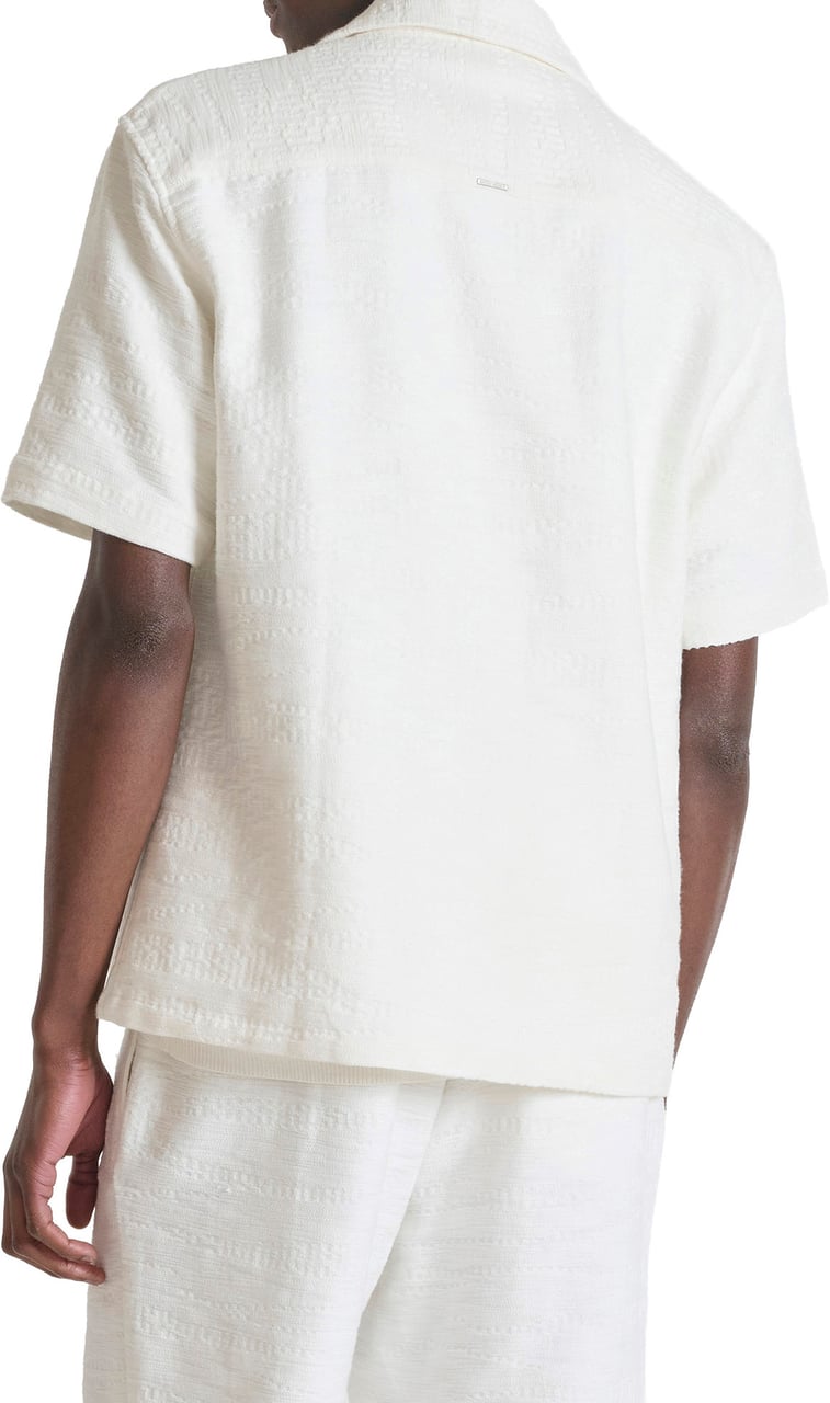 Antony Morato SHIRT DOVER RELAXED FIT IN JACQUARD COTTON BLEND FABRIC WITH LOGOED BADGE Beige