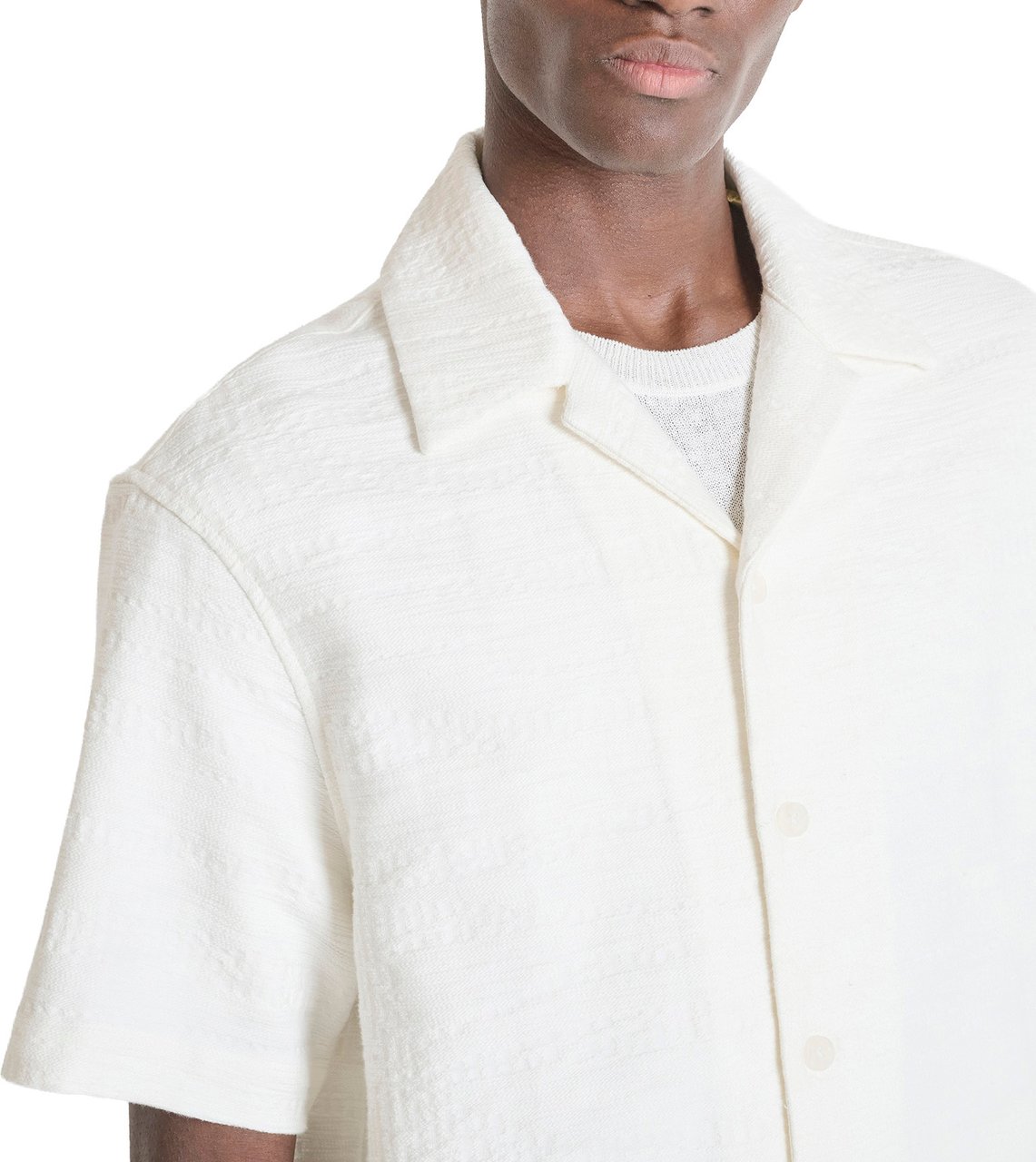 Antony Morato SHIRT DOVER RELAXED FIT IN JACQUARD COTTON BLEND FABRIC WITH LOGOED BADGE Beige