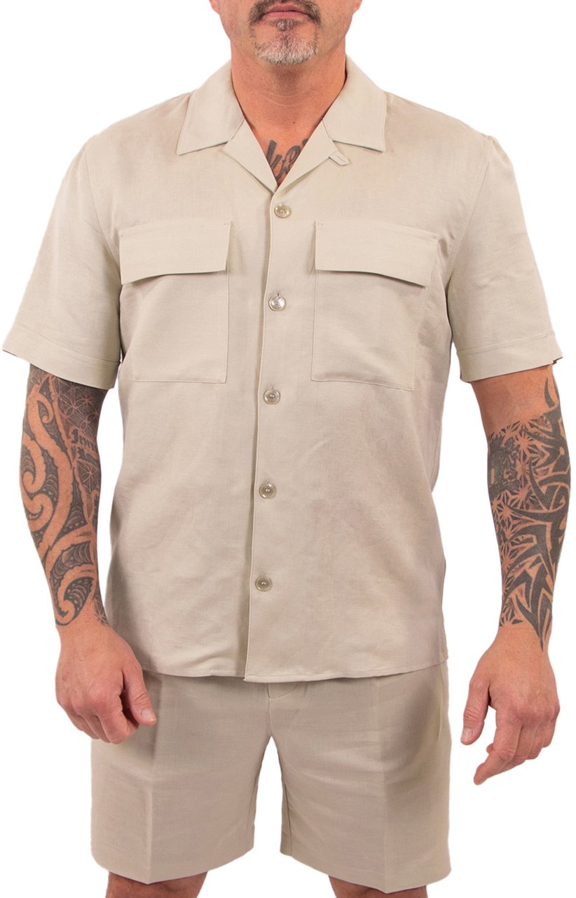Antony Morato Shirt Panama Regular Fit Linen Beige