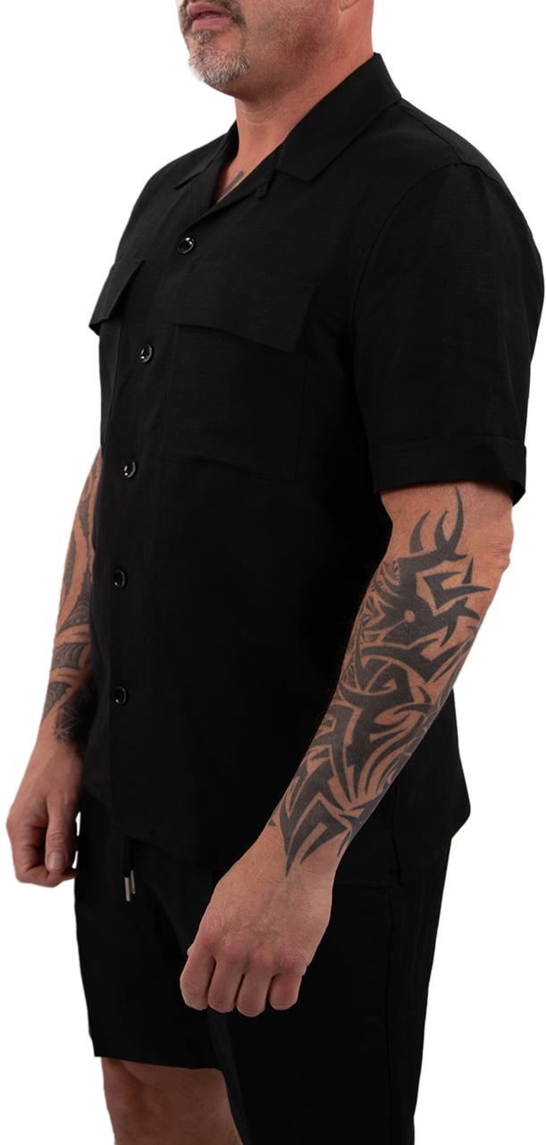 Antony Morato Shirt Panama Regular Fit Linen Zwart