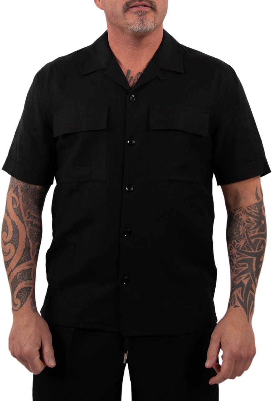 Antony Morato Shirt Panama Regular Fit Linen Zwart