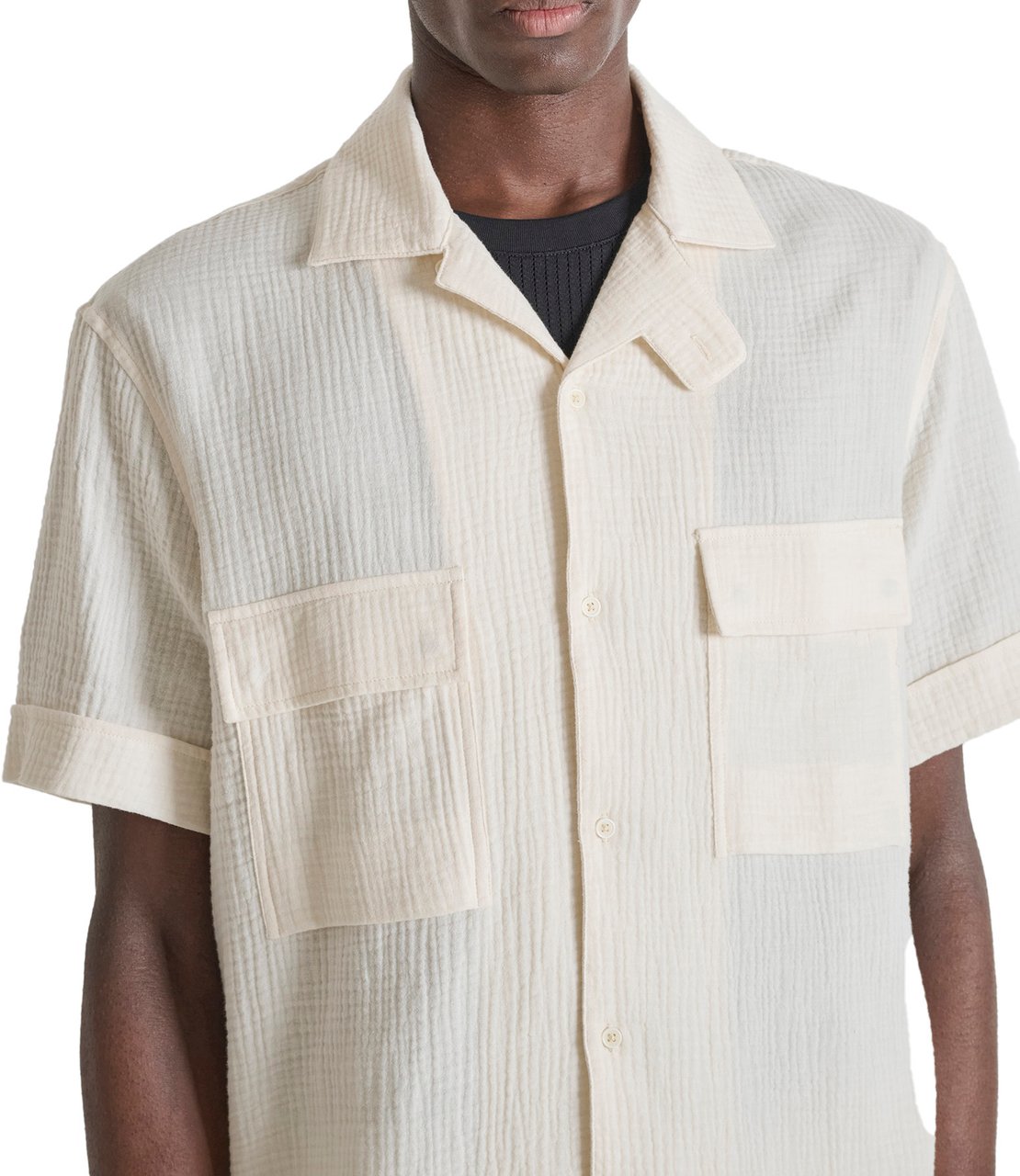 Antony Morato SHIRT NAIROBI RELAXED FIT IN SOFT TOUCH COTTON CRINCKLE FINISH WITH LOGOED PATCH Beige