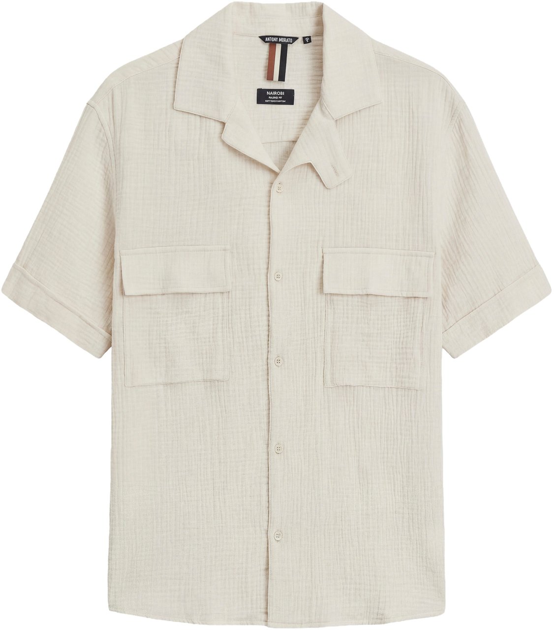 Antony Morato SHIRT NAIROBI RELAXED FIT IN SOFT TOUCH COTTON CRINCKLE FINISH WITH LOGOED PATCH Beige