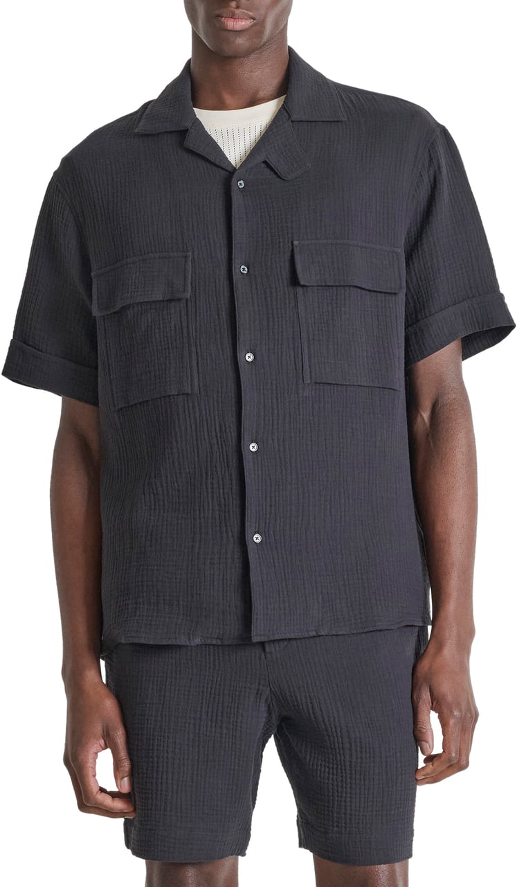 Antony Morato SHIRT NAIROBI RELAXED FIT IN SOFT TOUCH COTTON CRINCKLE FINISH WITH LOGOED PATCH Zwart