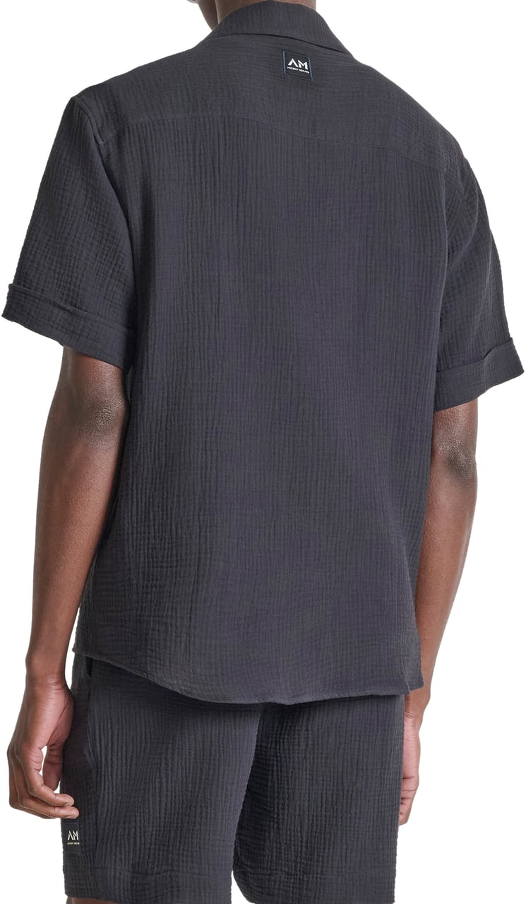 Antony Morato SHIRT NAIROBI RELAXED FIT IN SOFT TOUCH COTTON CRINCKLE FINISH WITH LOGOED PATCH Zwart