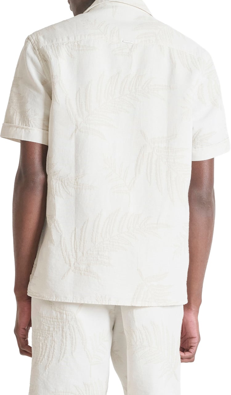 Antony Morato SHIRT HONOLULU RELAXED FIT IN JACQUARD COTTON FABRIC WITH LOGOED BADGE Divers