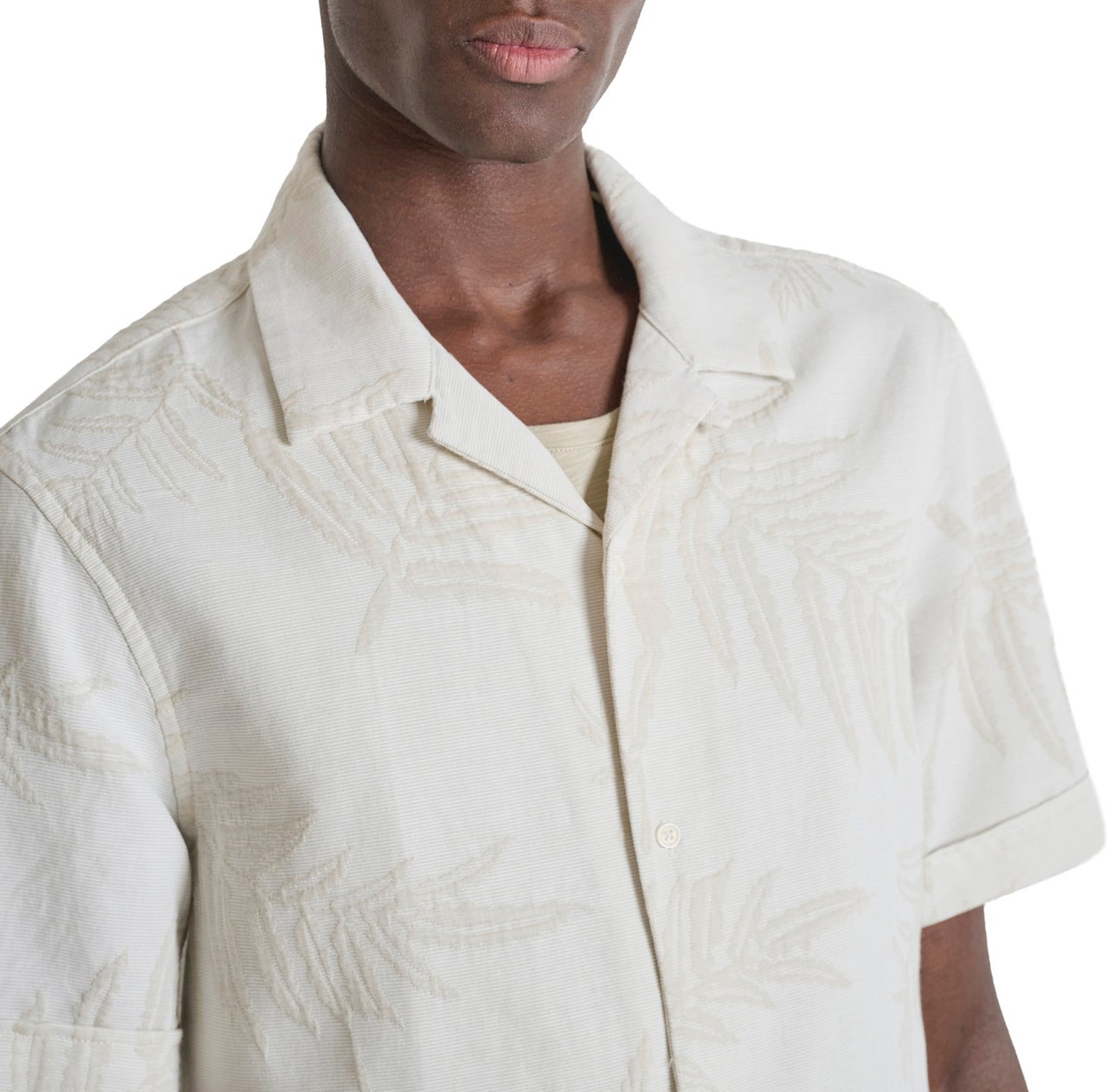 Antony Morato SHIRT HONOLULU RELAXED FIT IN JACQUARD COTTON FABRIC WITH LOGOED BADGE Divers