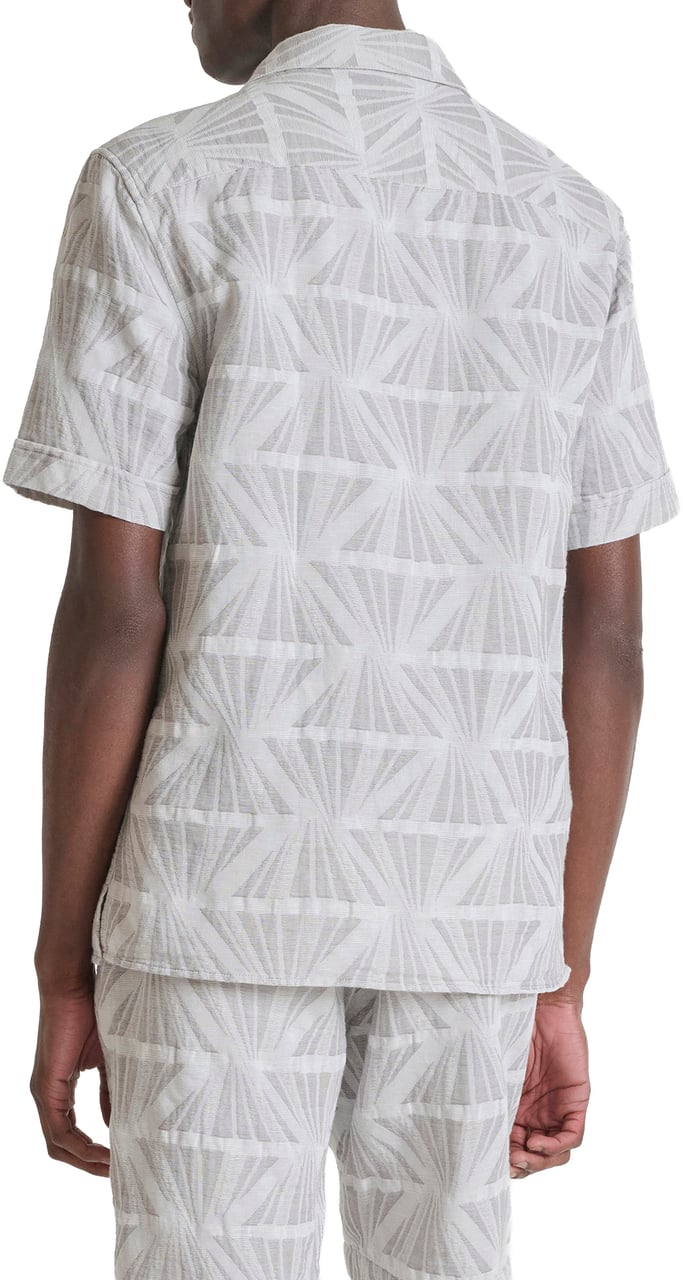 Antony Morato SHIRT HONOLULU RELAXED FIT IN JACQUARD COTTON FABRIC WITH LOGOED  BADGE Wit