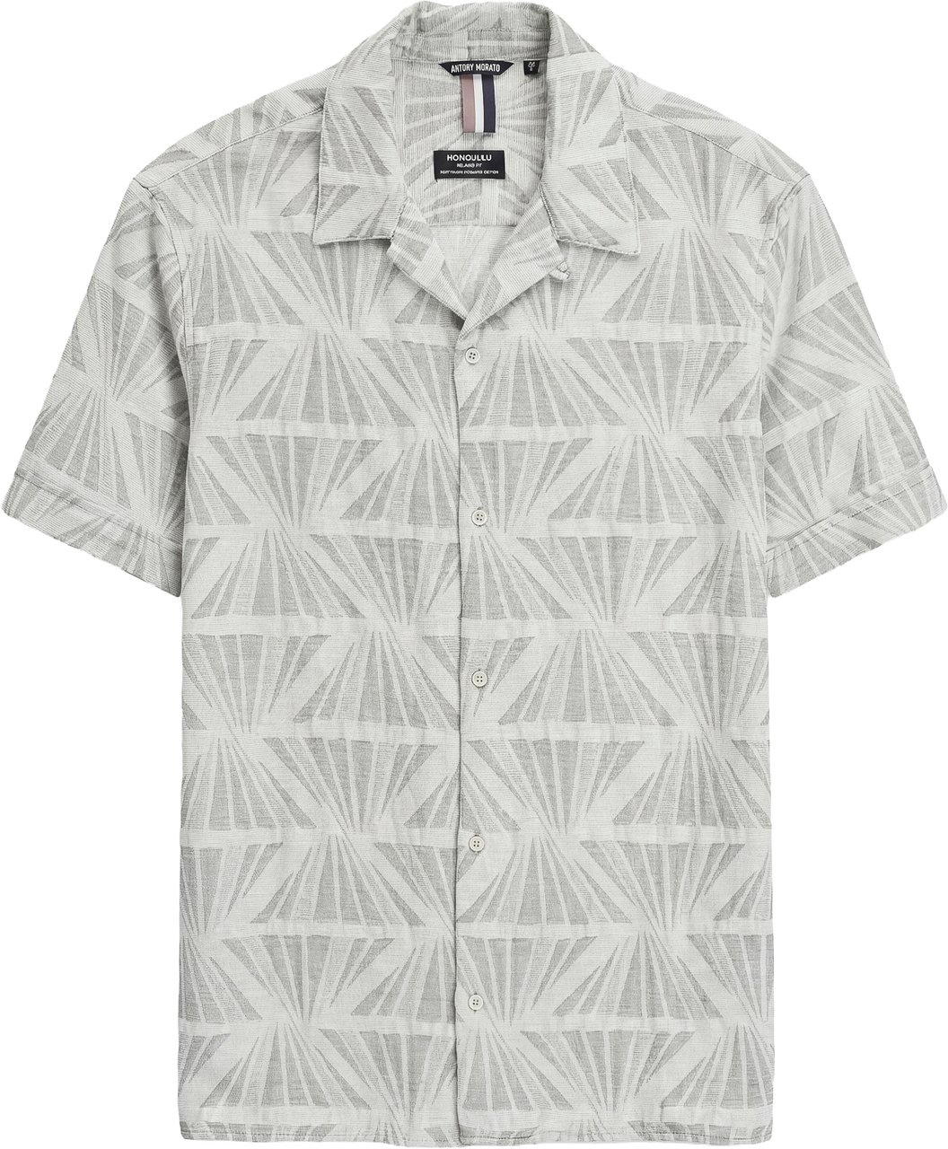 Antony Morato SHIRT HONOLULU RELAXED FIT IN JACQUARD COTTON FABRIC WITH LOGOED  BADGE Wit
