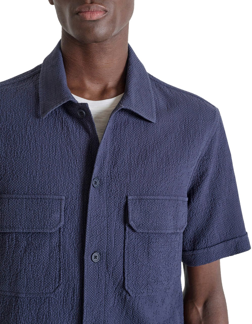 Antony Morato SHRT TALLINN REGULAR FIT IN COTTON DOBBY  FABRIC Blauw